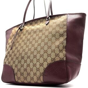 Gucci Burgundy and Beige Women's Tote Bag